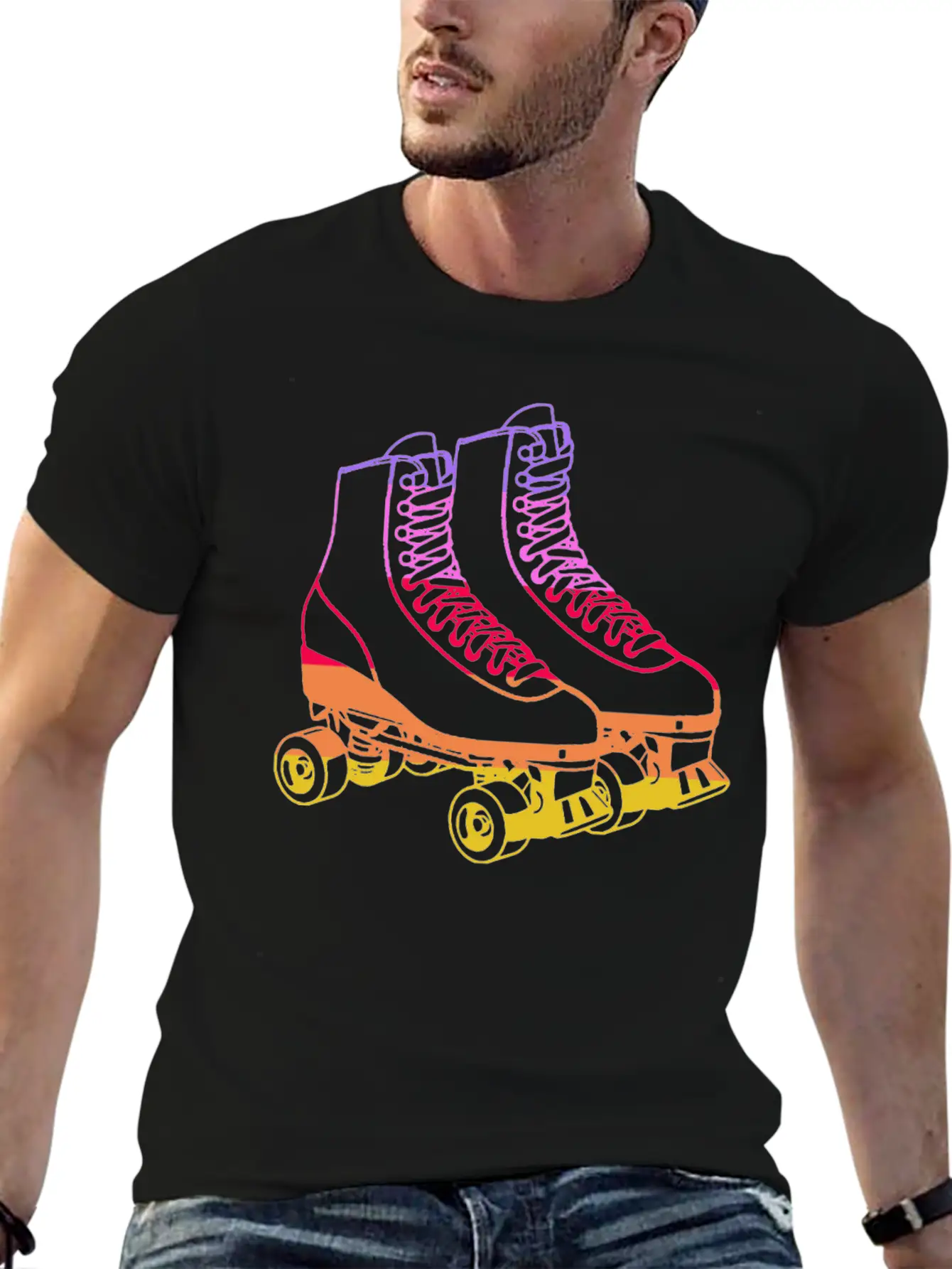 70s Roller Skate Disco Unisex Short Sleeve Soft Cotton T-Shirt – Casual Everyday Wear
