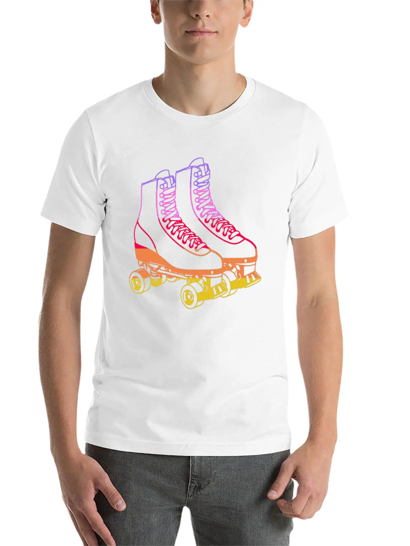 70s Roller Skate Disco Unisex Short Sleeve Soft Cotton T-Shirt – Casual Everyday Wear