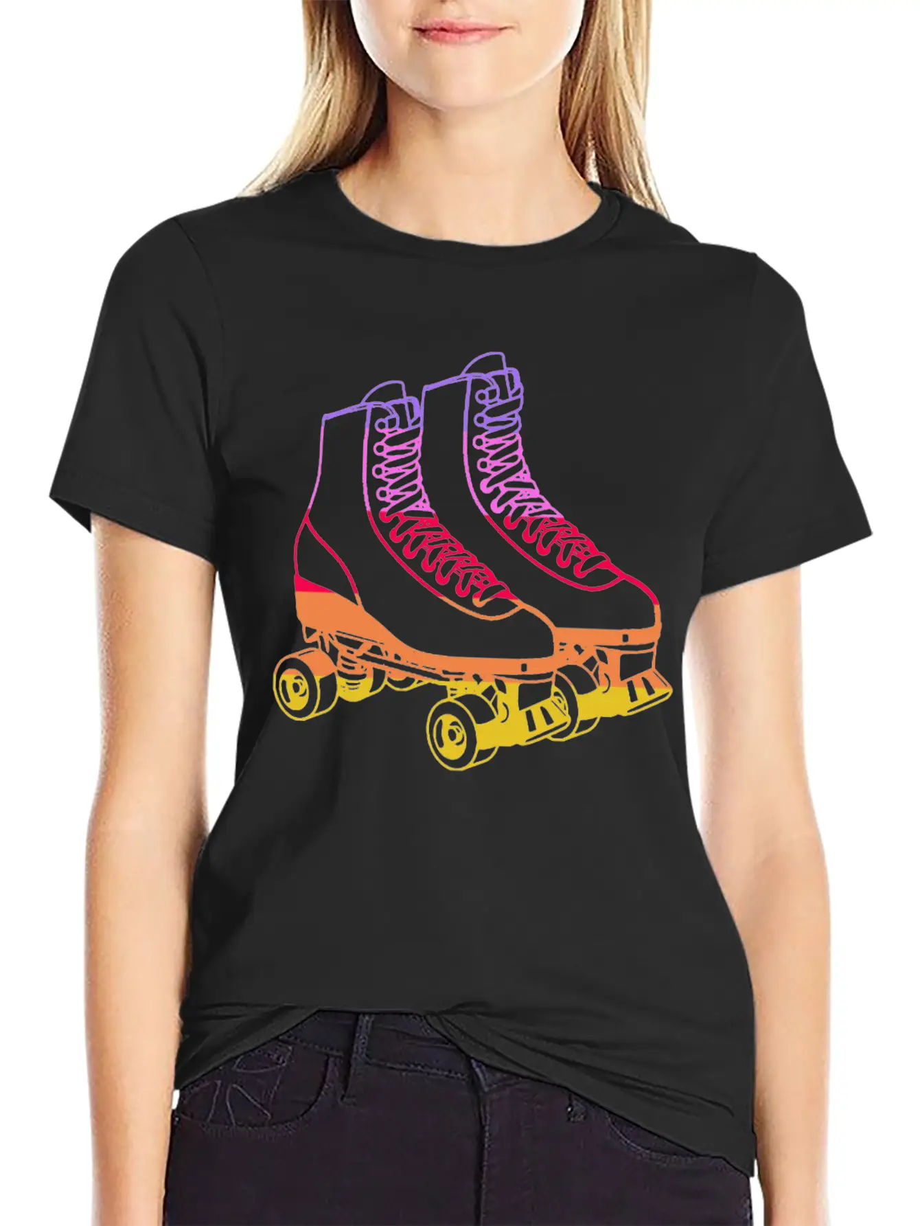 70s Roller Skate Disco Unisex Short Sleeve Soft Cotton T-Shirt – Casual Everyday Wear