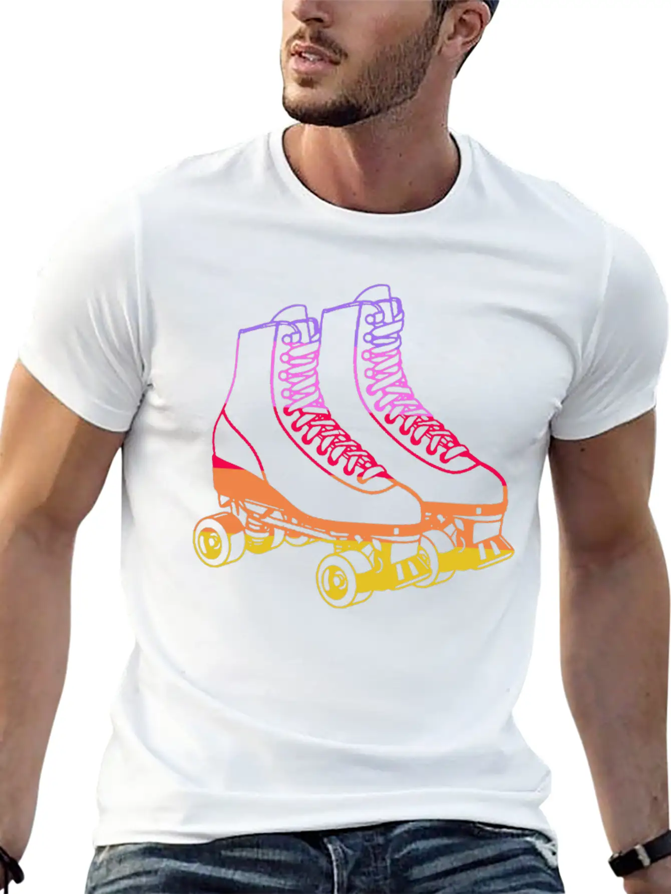 70s Roller Skate Disco Unisex Short Sleeve Soft Cotton T-Shirt – Casual Everyday Wear