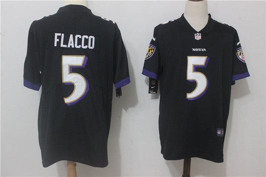 Men's Baltimore Ravens Joe Flacco #5 Black Game Jerseys