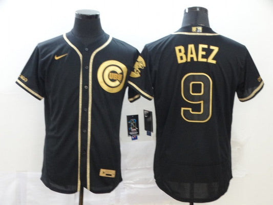 Men's Chicago Cubs Javier Baez #9 Black Stitched Jerseys
