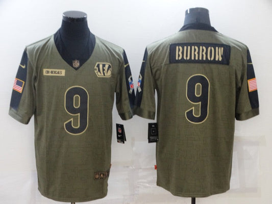 Men's Cincinnati Bengals Joe Burrow #9 Brown Game Player Jerseys