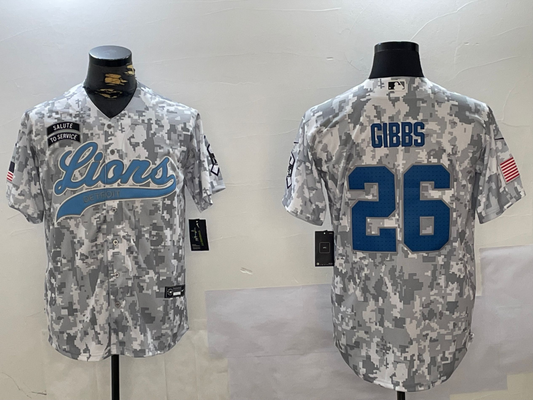 Men's Detroit Lions Jahmyr Gibbs #26 Arctic Camo 2024 Salute to Service Player Jerseys