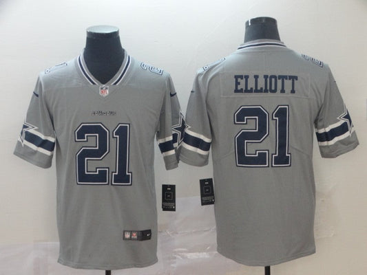 Men's Dallas Cowboys Ezekiel Elliott #21 Gray Inverted Legend Jerseys
