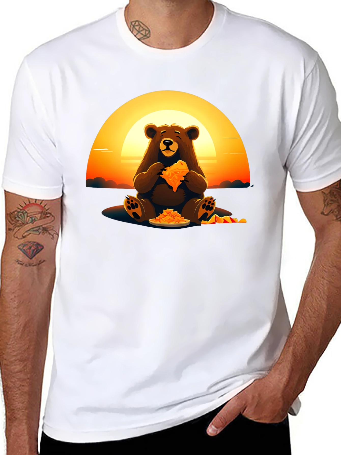 Bear Eating Pizza Graphic Tee
