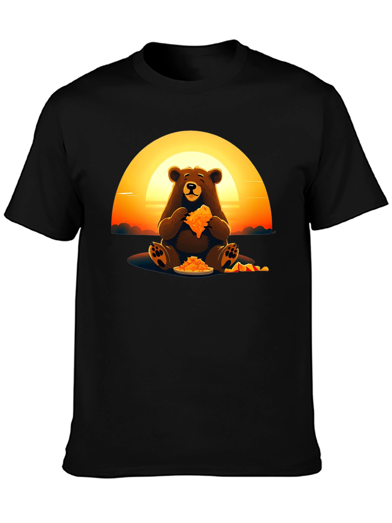 Bear Eating Pizza Graphic Tee