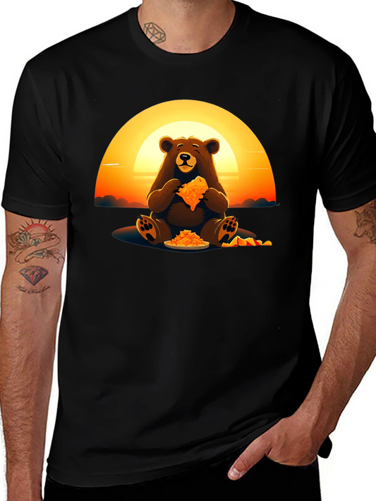 Bear Eating Pizza Graphic Tee