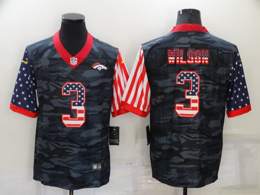 Men's Denver Broncos Russell Wilson #3 Grey Camouflage Player Jerseys
