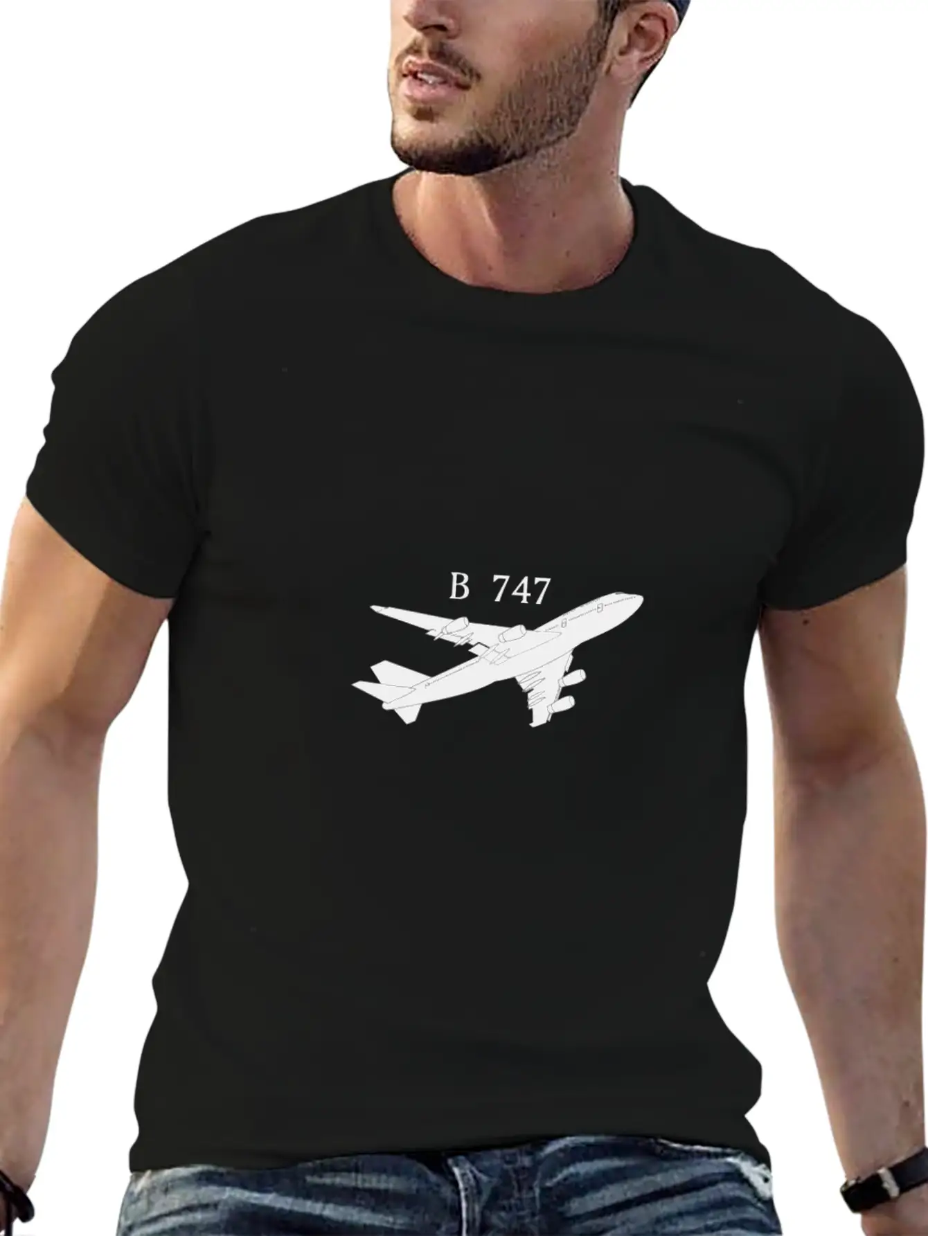 747 Airplane Shirt Hand Drawn Graphic Tshirt Plane Timeless Short Sleeve Tee – Comfy And Minimalist Design