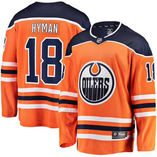 Men's Edmonton Oilers Zach Hyman #18 Orange Home Breakaway Player Jerseys