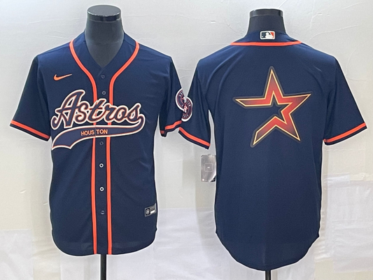 Men's Houston Astros Navy Replica Authentic Jerseys Joint Edition