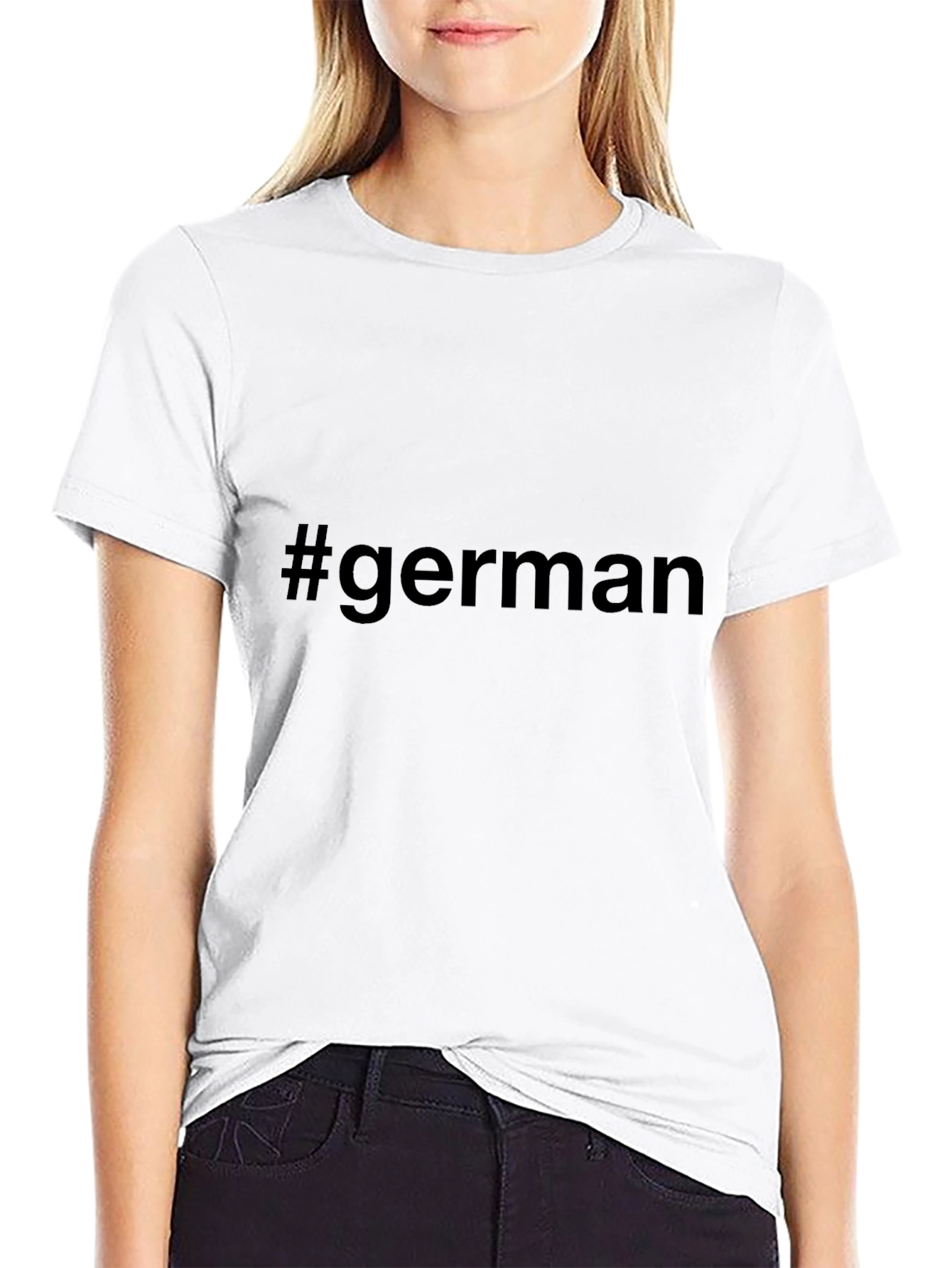 #German Black Short Sleeve T-Shirt Casual Style