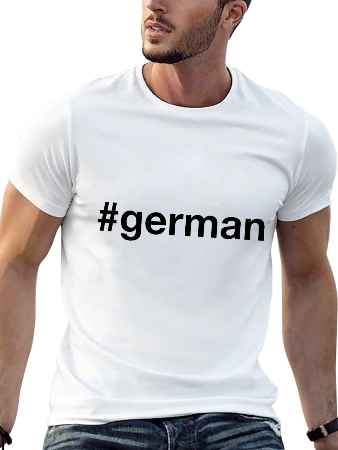 #German Black Short Sleeve T-Shirt Casual Style
