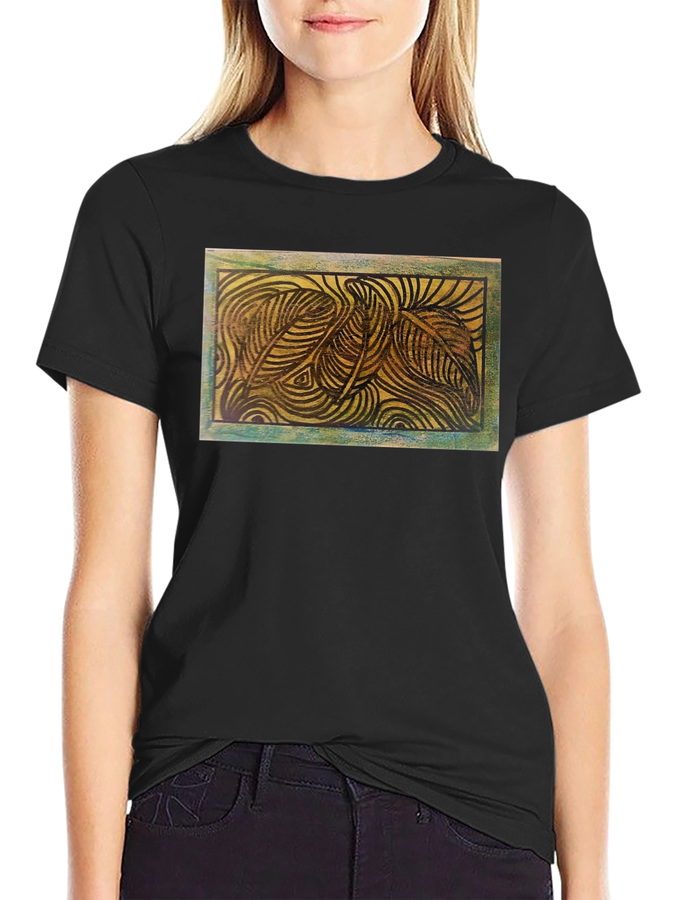 Abstract Leaves Graphic Tee - Nature Inspired Design