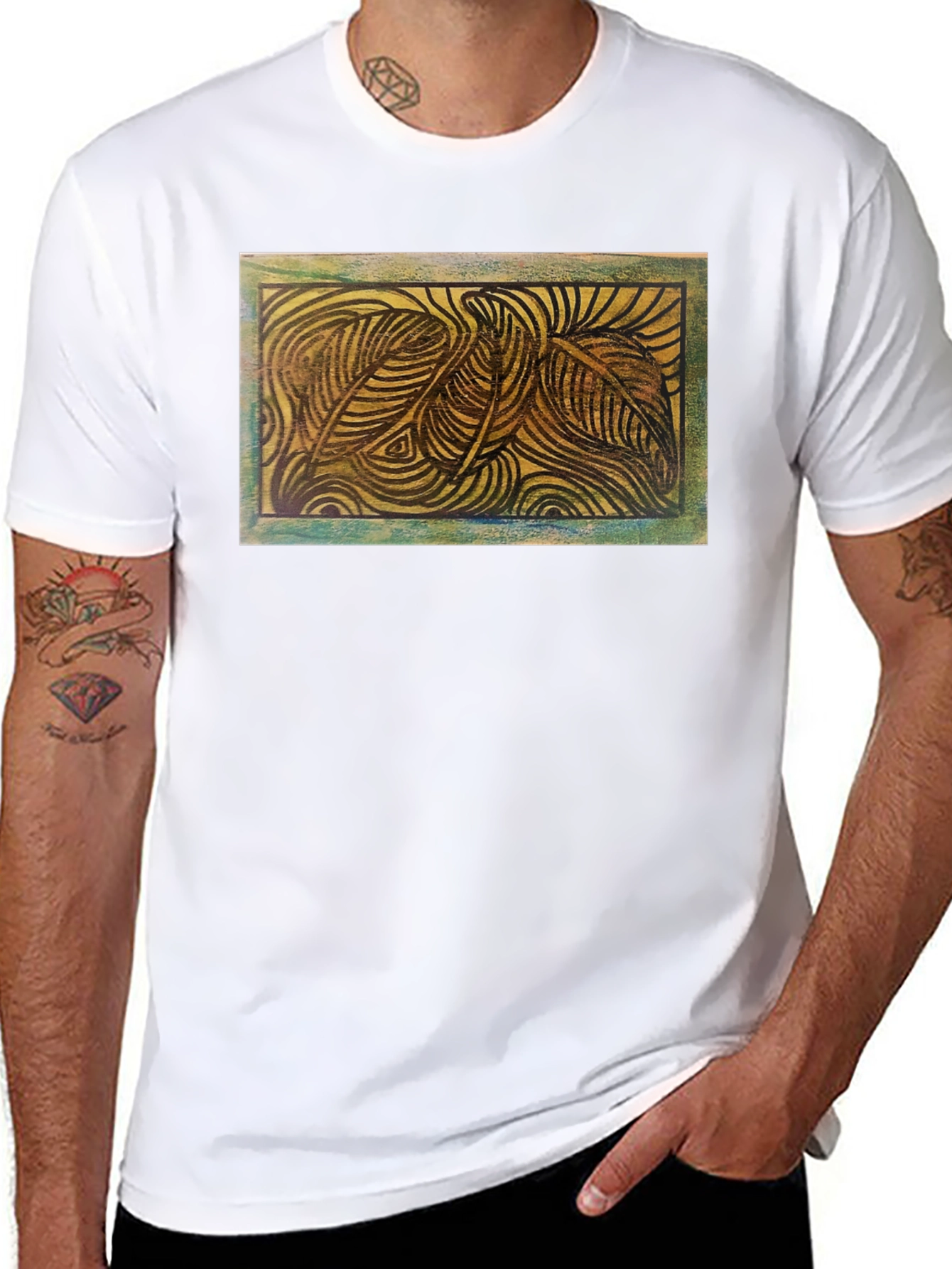 Abstract Leaves Graphic Tee - Nature Inspired Design
