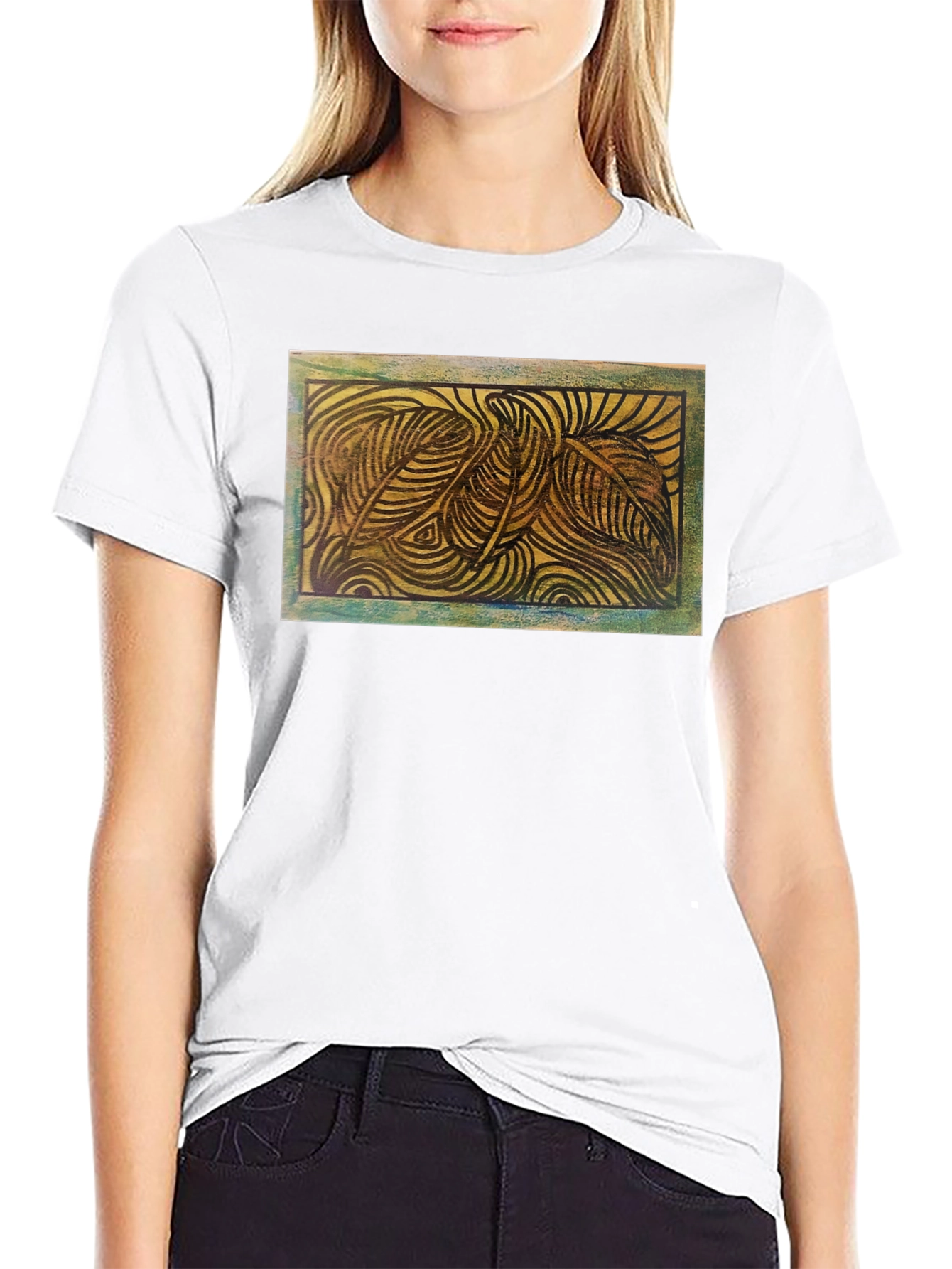 Abstract Leaves Graphic Tee - Nature Inspired Design