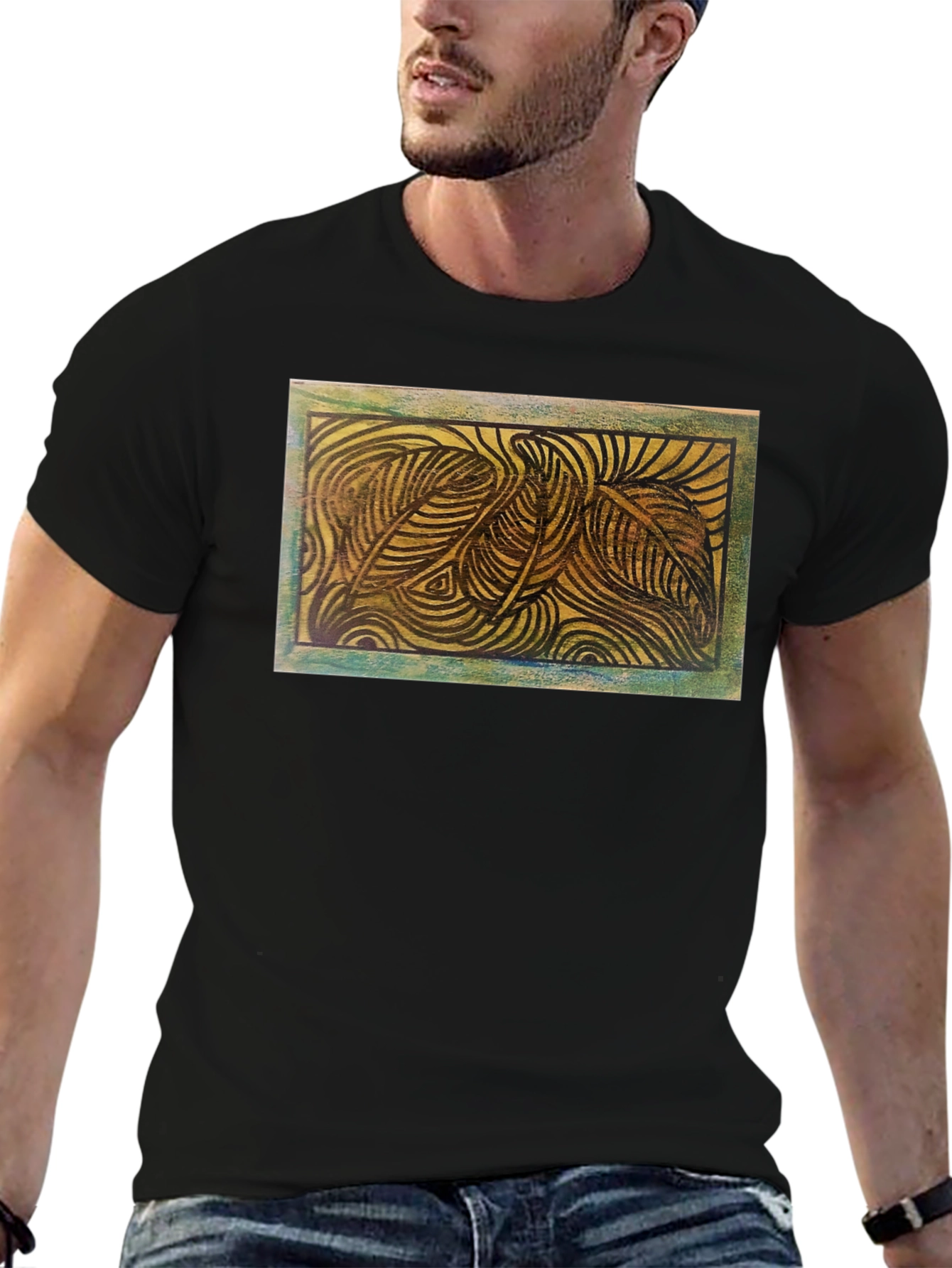 Abstract Leaves Graphic Tee - Nature Inspired Design