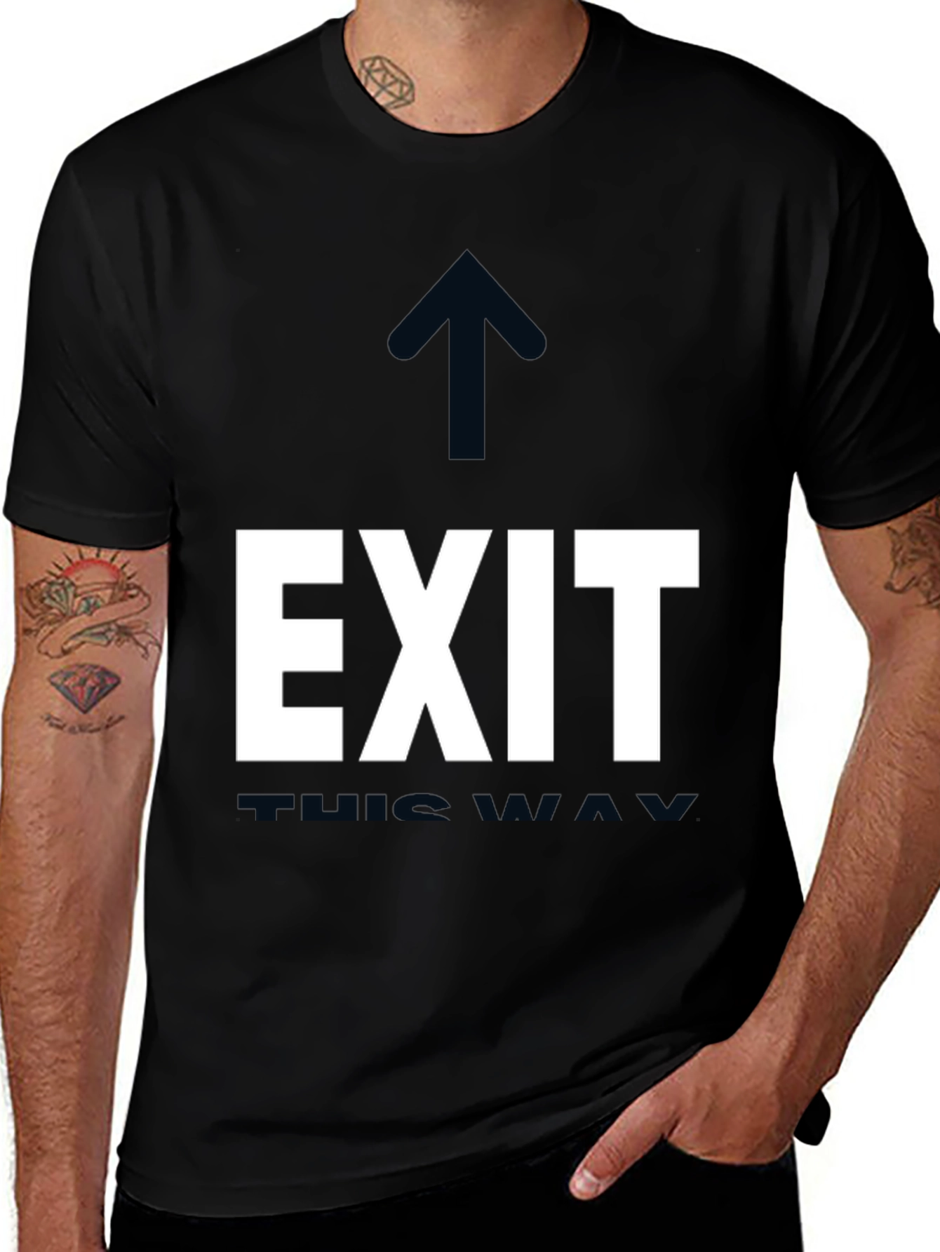 Exit This Way Graphic Tee - Black Cotton T-Shirt