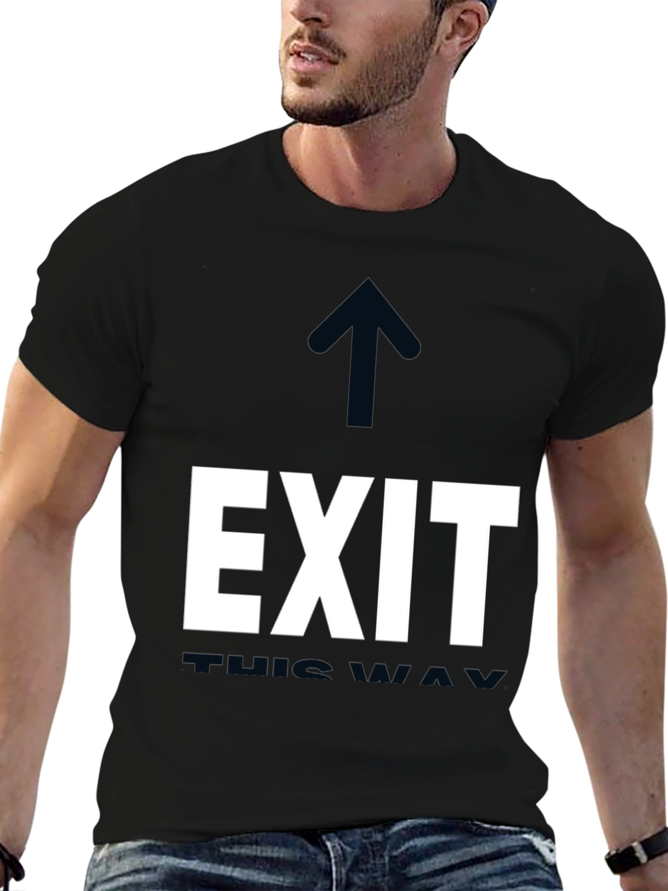 Exit This Way Graphic Tee - Black Cotton T-Shirt