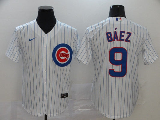 Men's Chicago Cubs Javier Baez #9 White Replica Baseball Jerseys