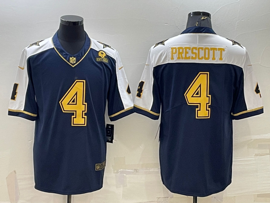 Men's Dallas Cowboys Dak Prescott #4 Navy Authentic Game Jerseys