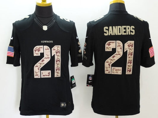 Men's Dallas Cowboys Deion Sanders #21 Black Game Player Jerseys