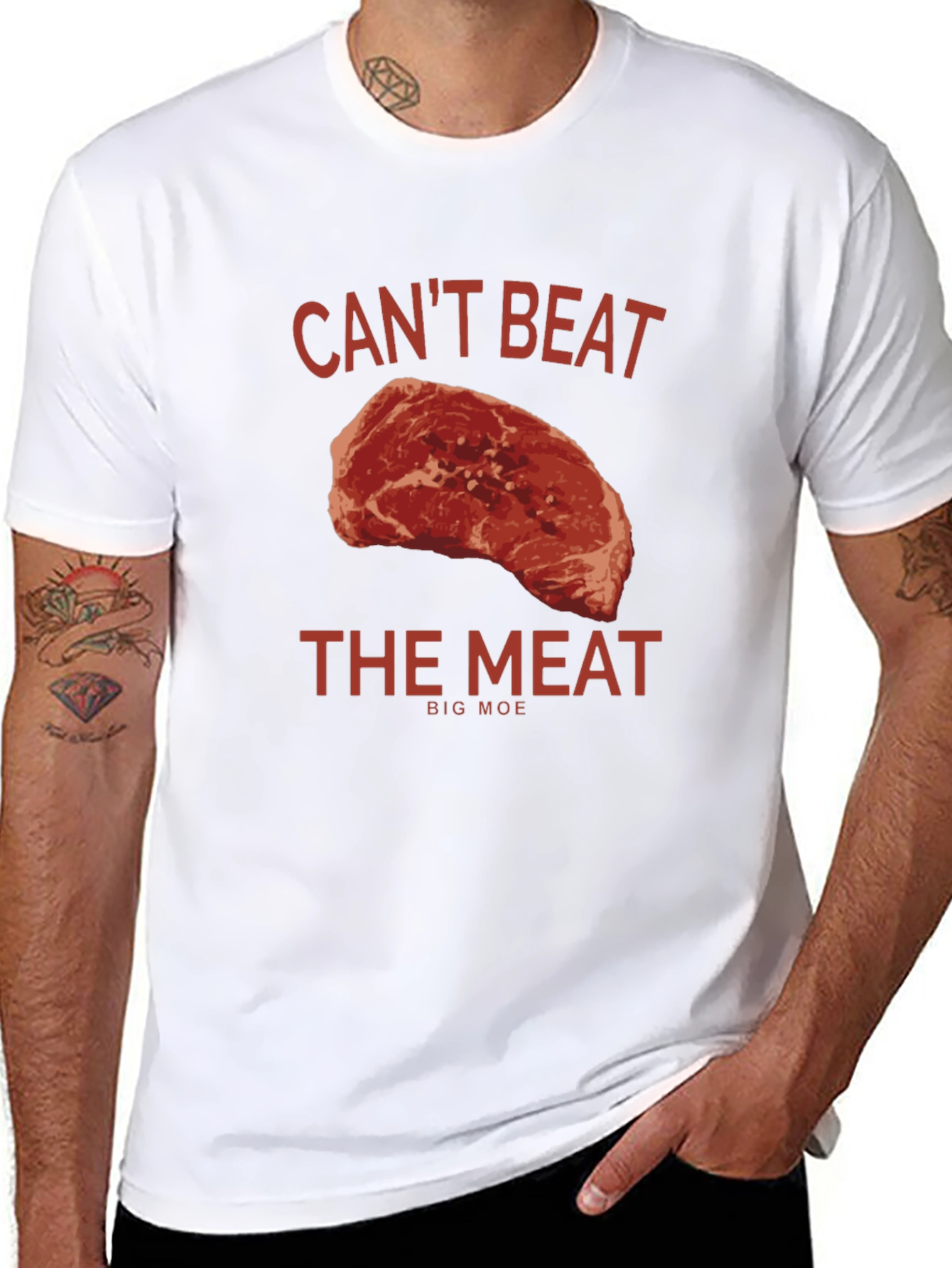 Cant Beat the Meat Graphic T-Shirt - Big Moe