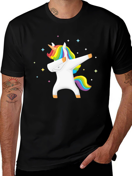 Dabbing Unicorn Graphic Tee - Black Cotton T-Shirt