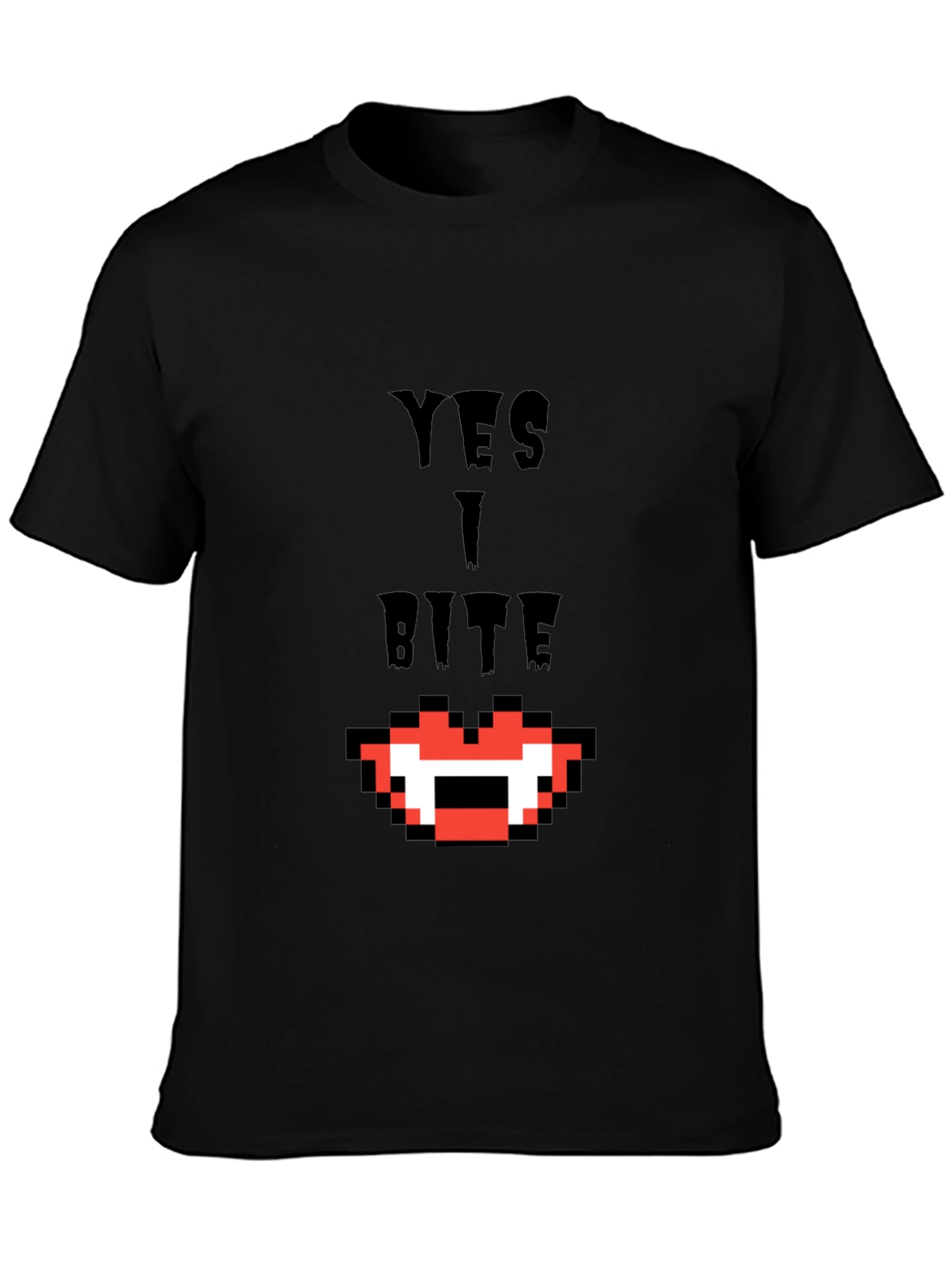 Yes I Bite T-Shirt - Pixel Vampire Fangs