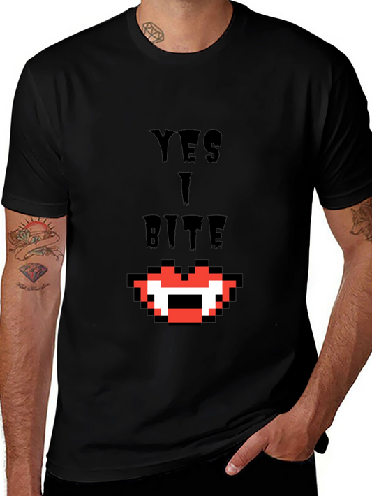 Yes I Bite T-Shirt - Pixel Vampire Fangs