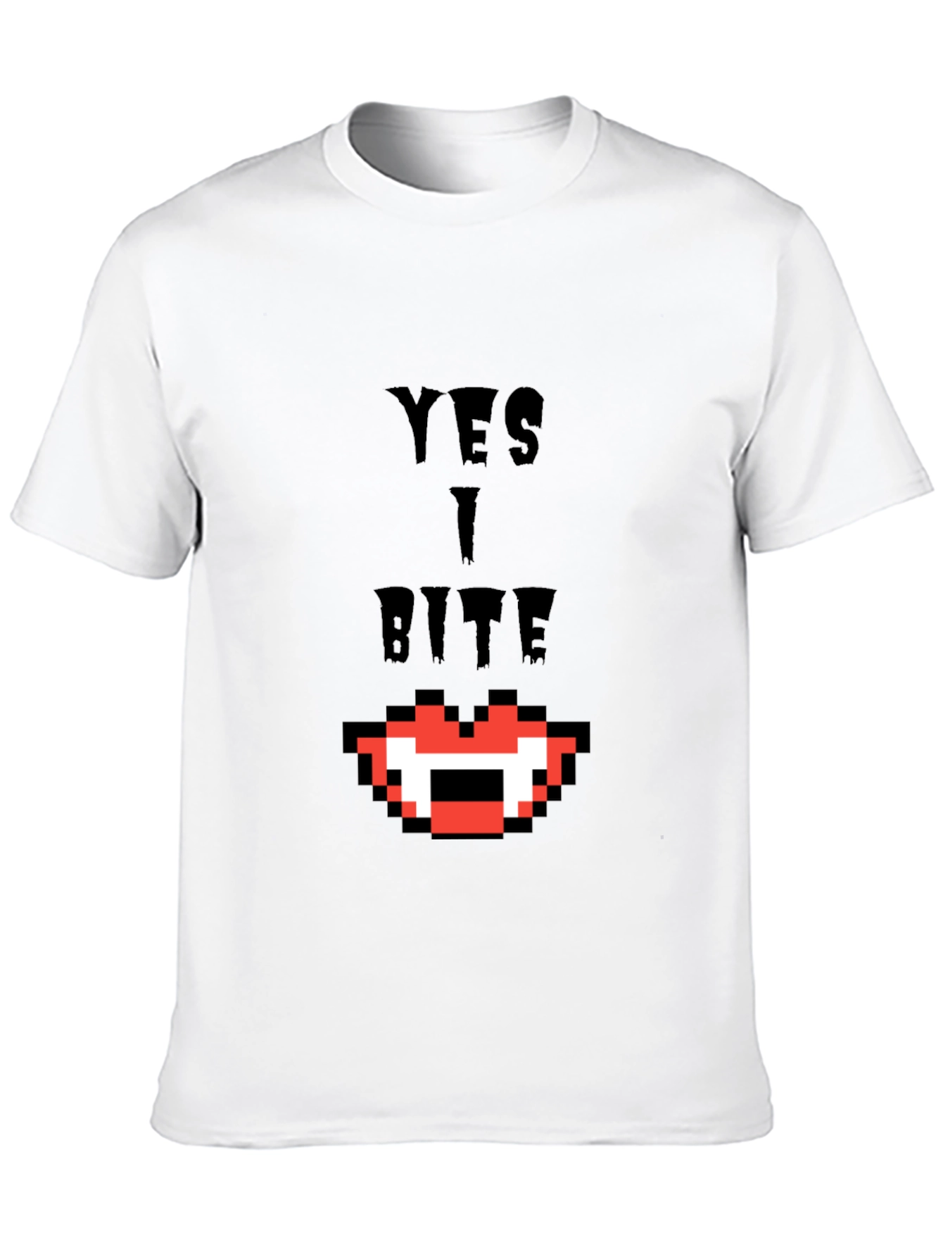 Yes I Bite T-Shirt - Pixel Vampire Fangs