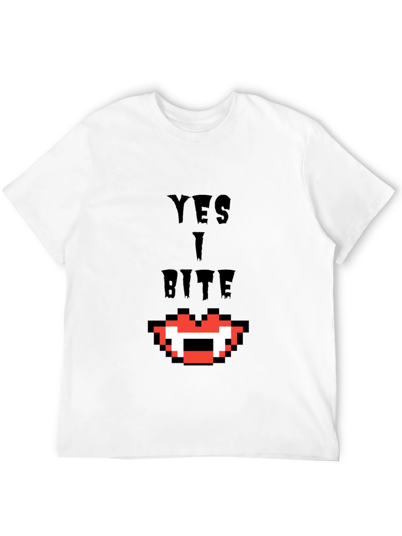 Yes I Bite T-Shirt - Pixel Vampire Fangs