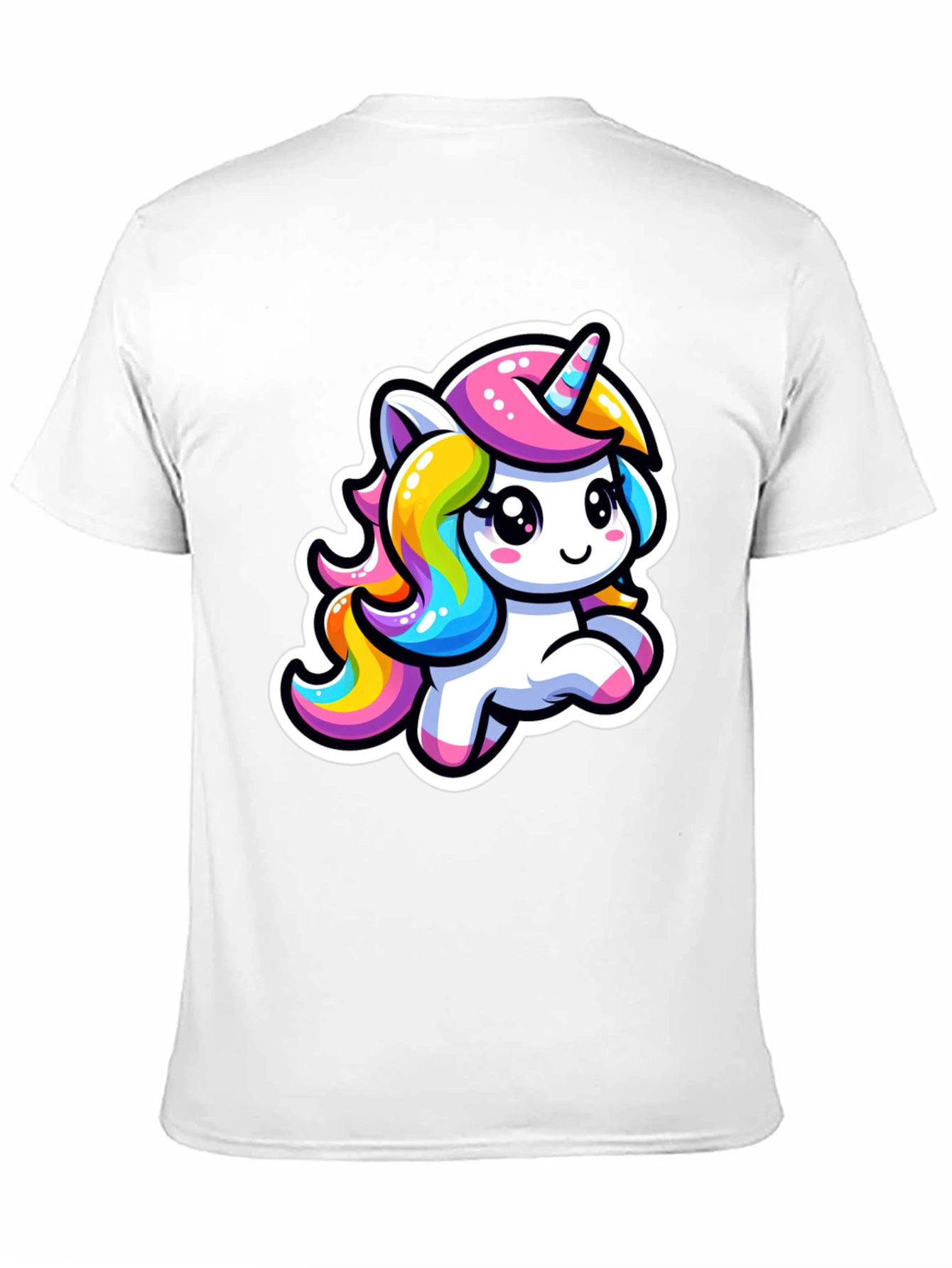 Cute Cartoon Unicorn Black T-Shirt
