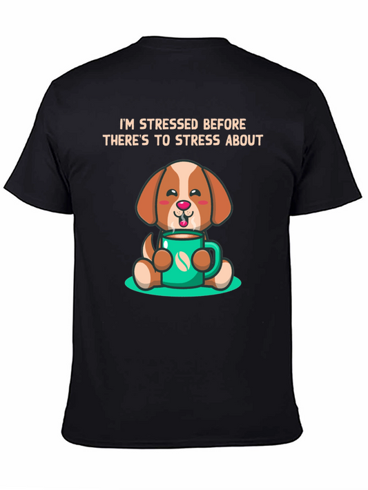 Stressed Puppy Coffee T-Shirt - Cute and Comfy