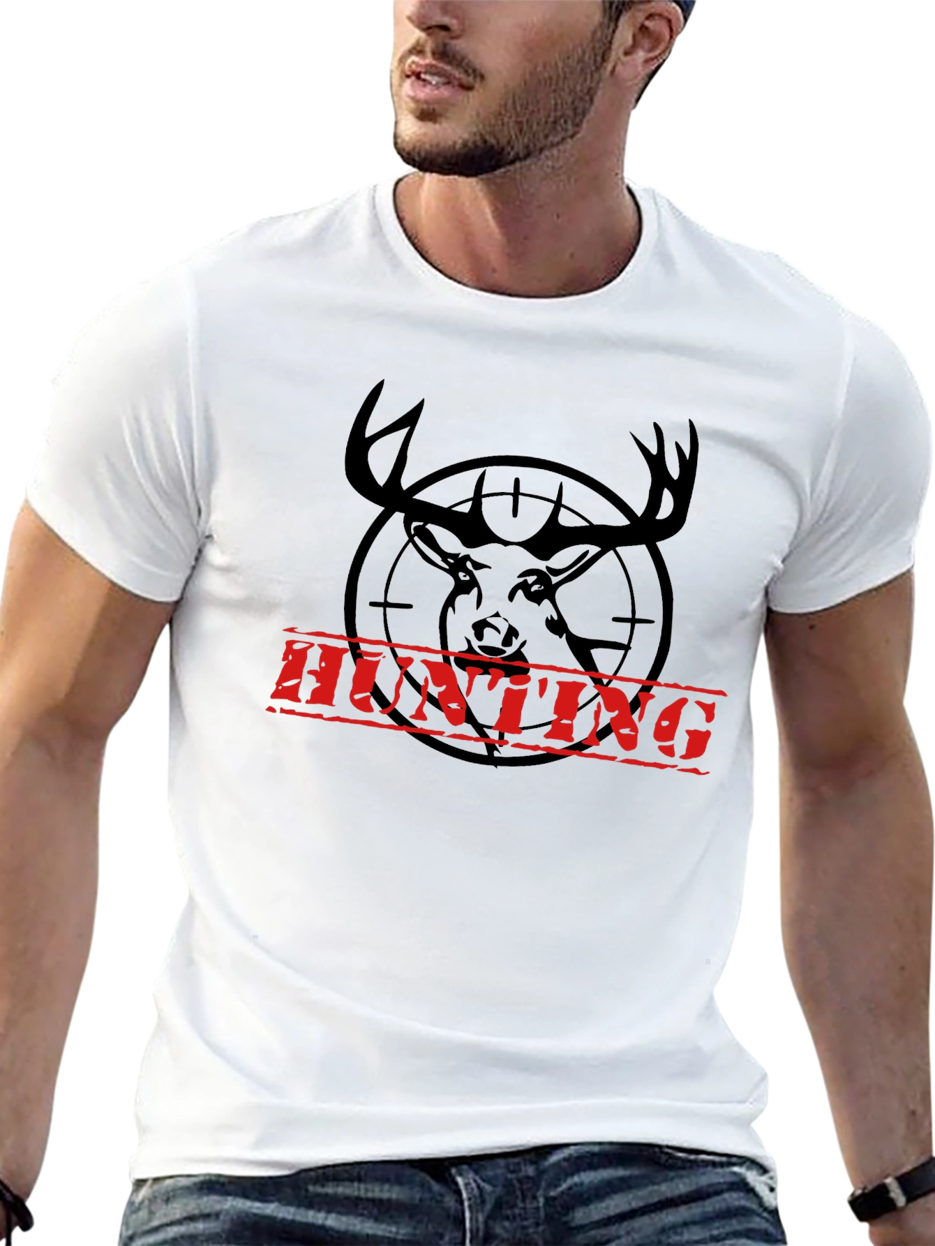 Hunting Deer Graphic T-Shirt - Black
