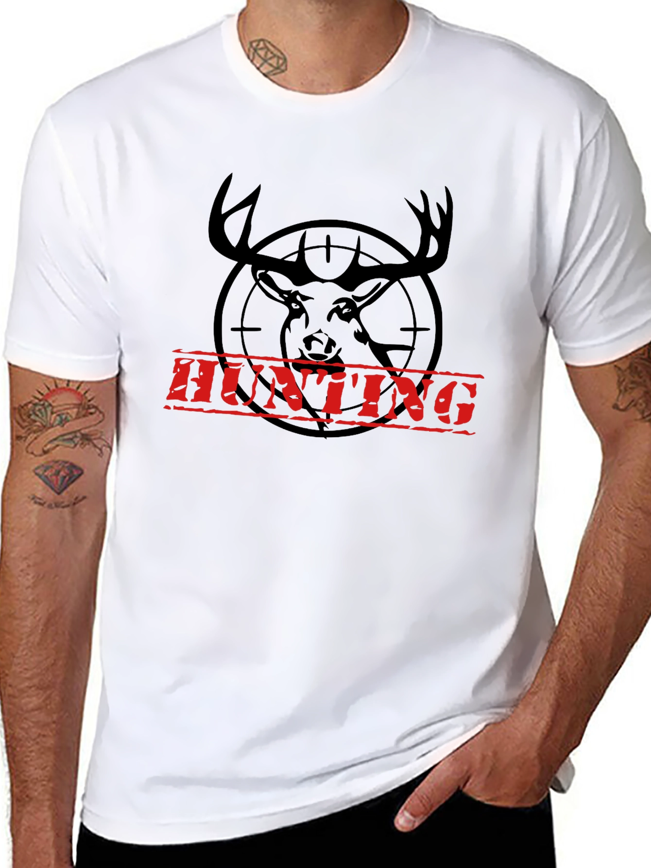 Hunting Deer Graphic T-Shirt - Black