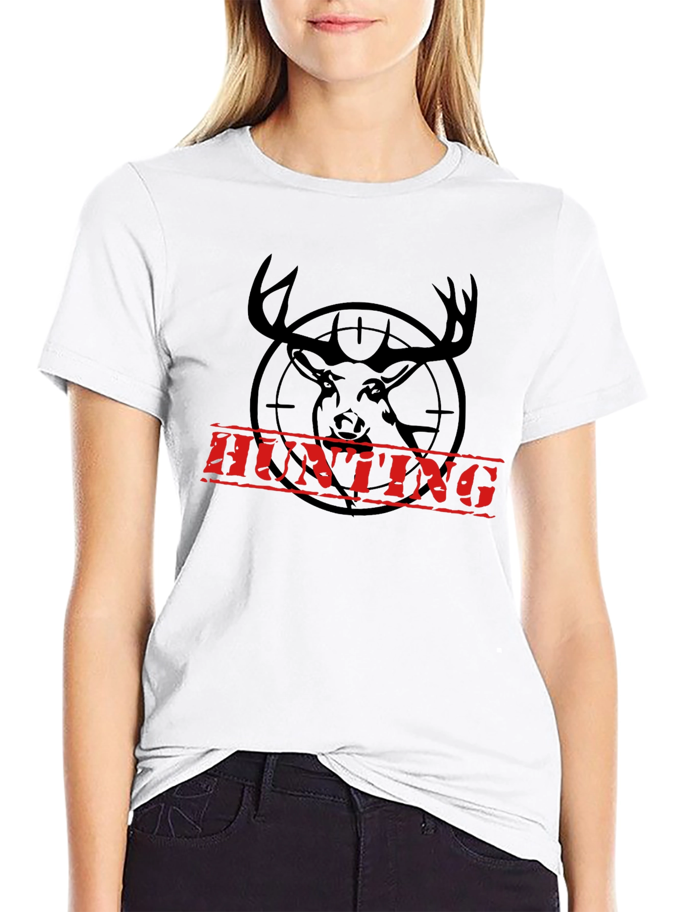Hunting Deer Graphic T-Shirt - Black