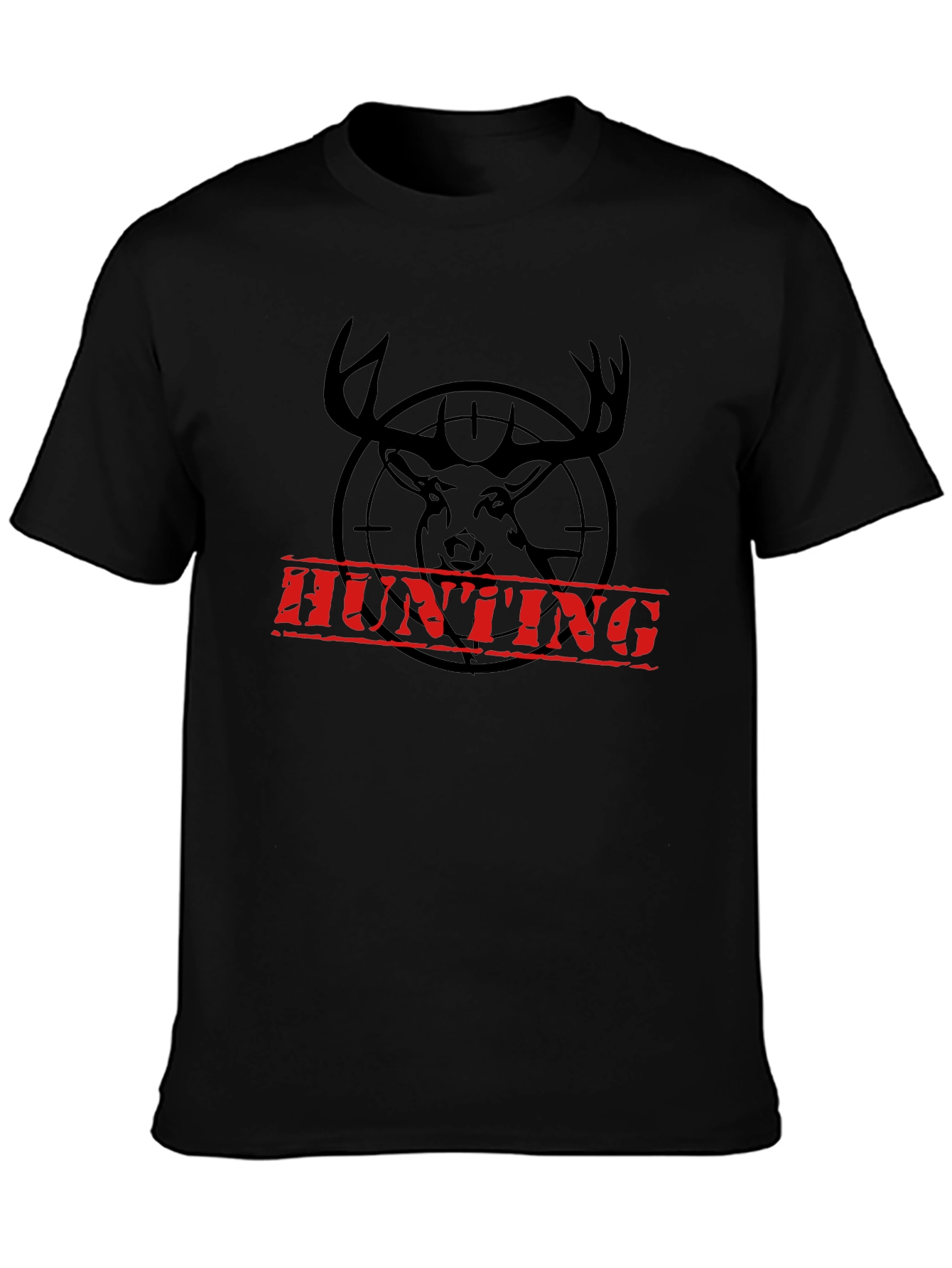 Hunting Deer Graphic T-Shirt - Black