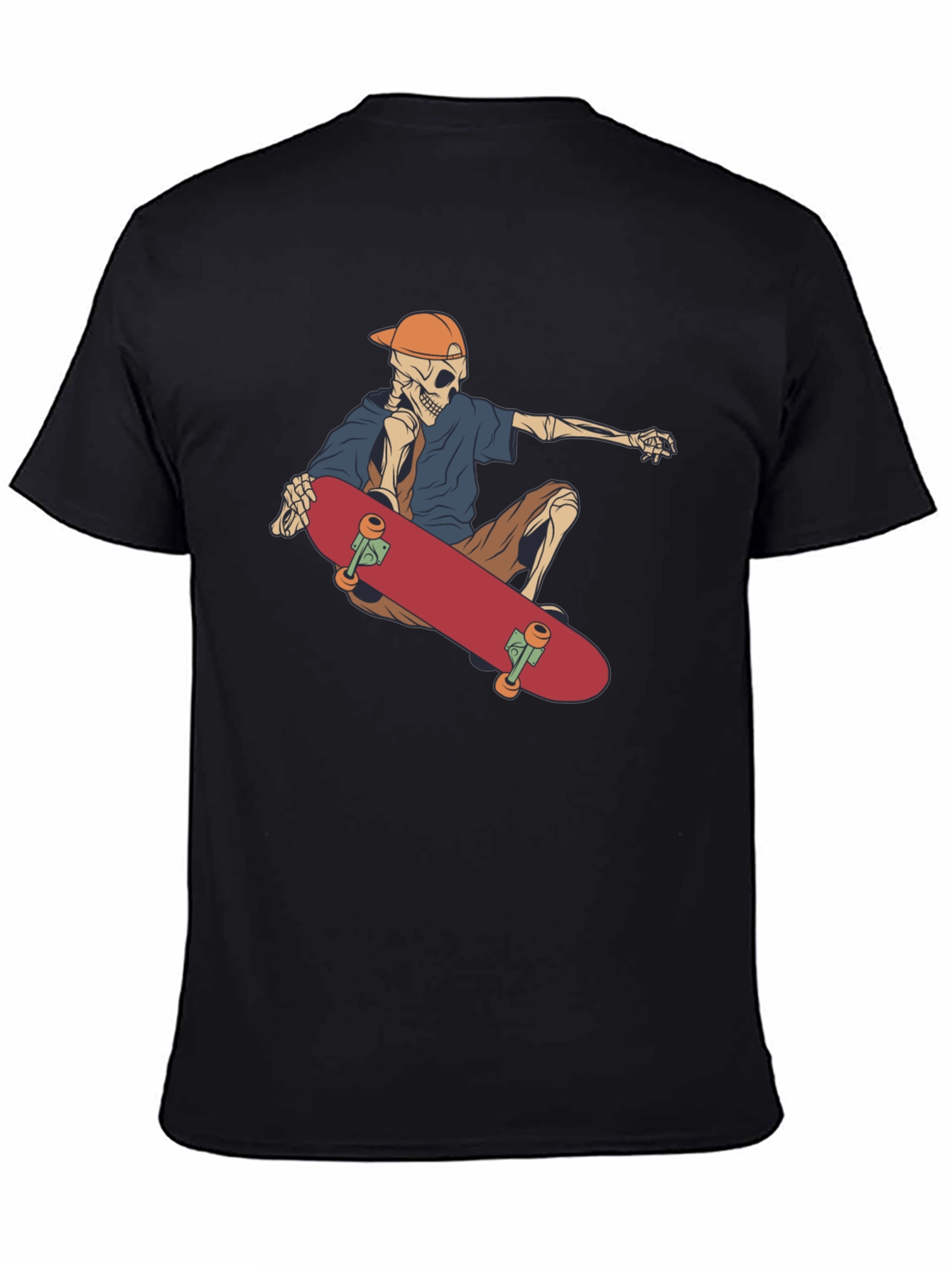 Skateboarding Skeleton Graphic Tee - Black