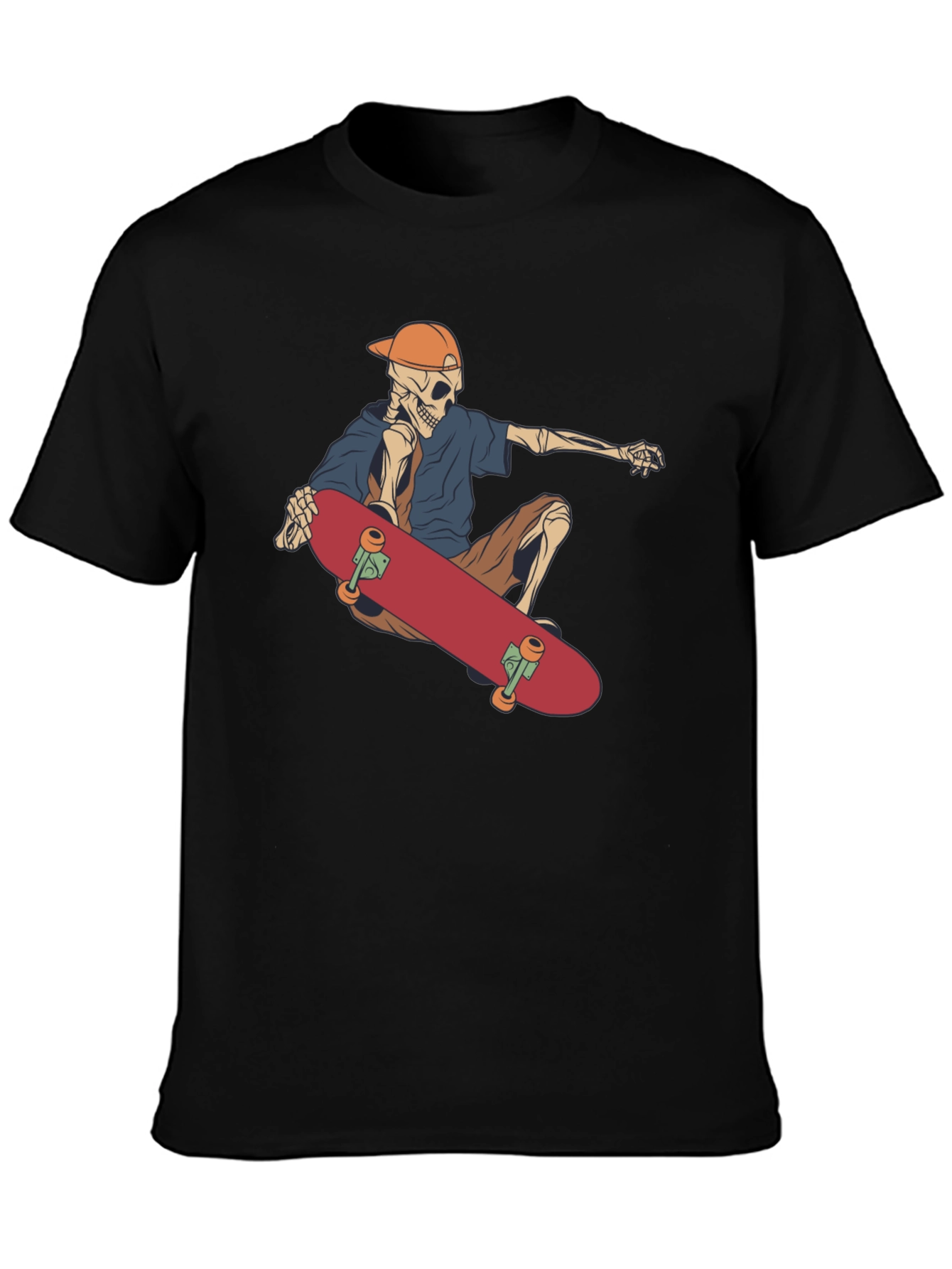 Skateboarding Skeleton Graphic Tee - Black