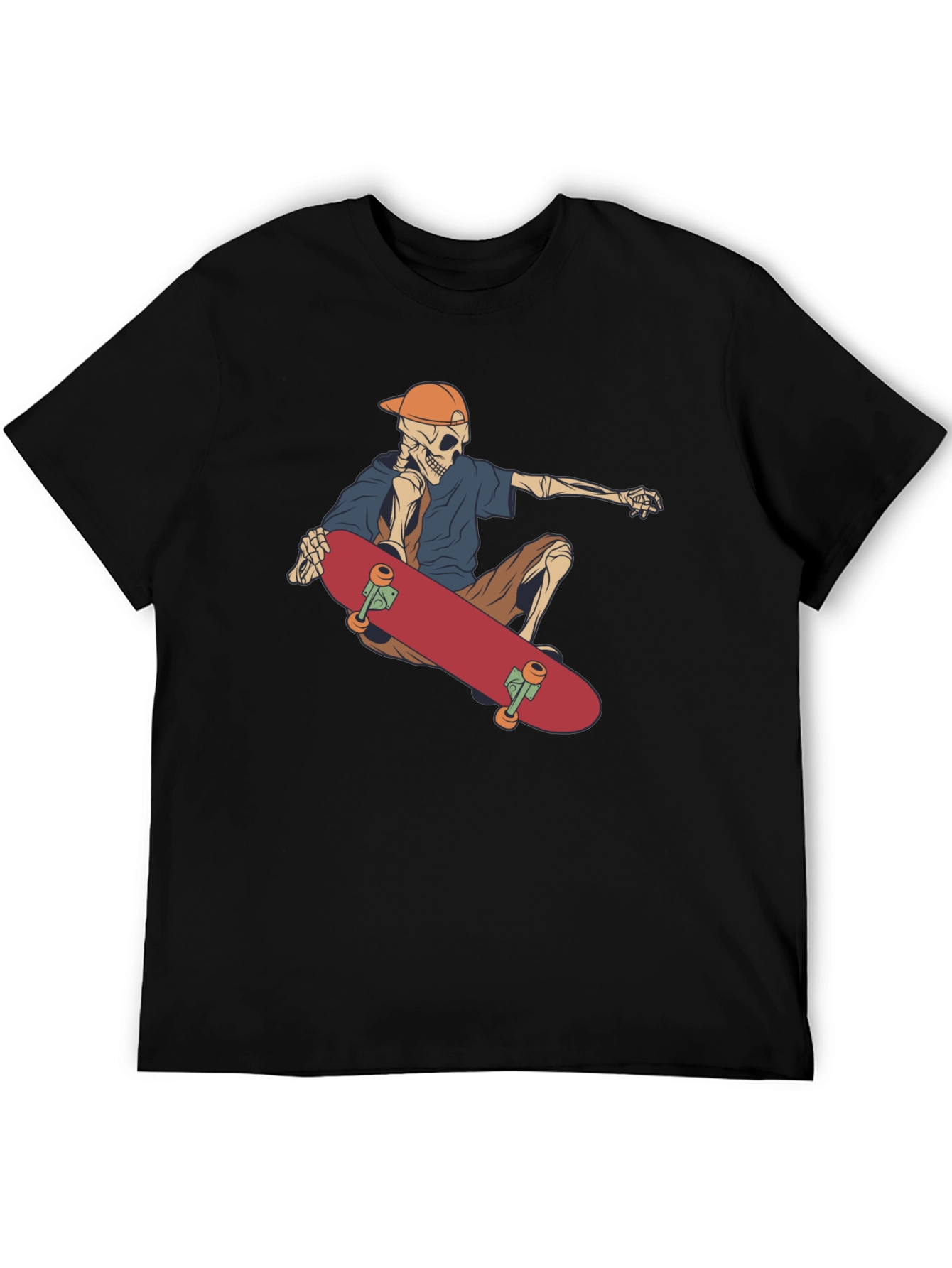 Skateboarding Skeleton Graphic Tee - Black
