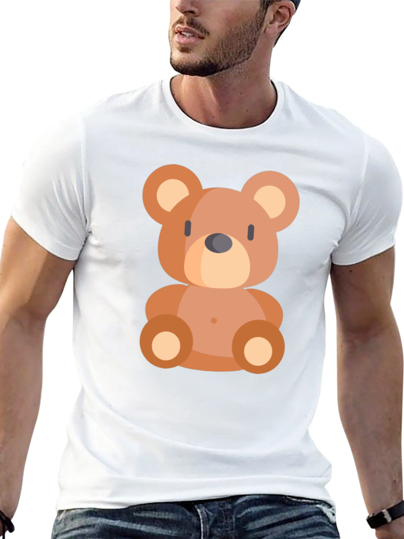 Cute Cartoon Bear Black T-Shirt