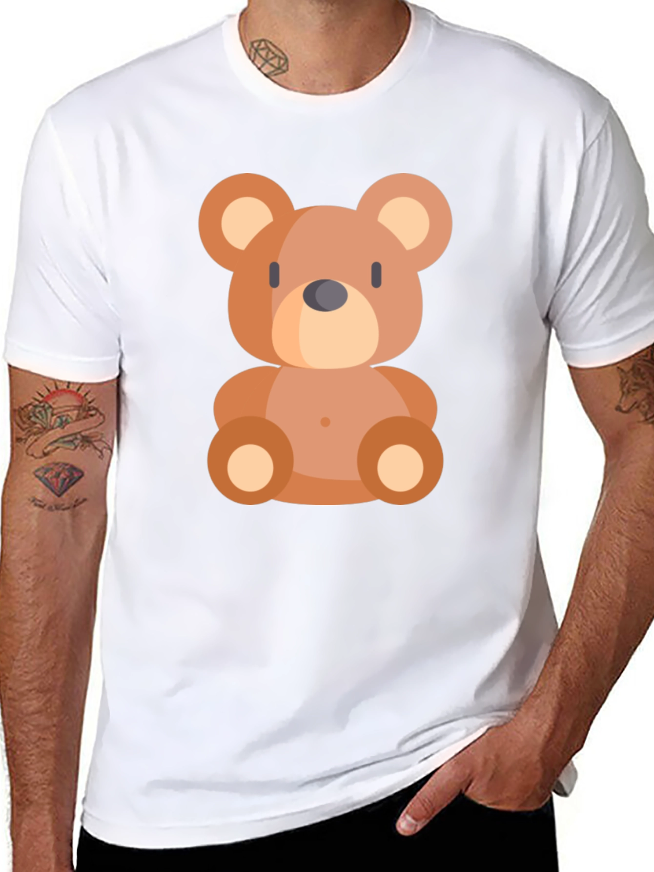 Cute Cartoon Bear Black T-Shirt