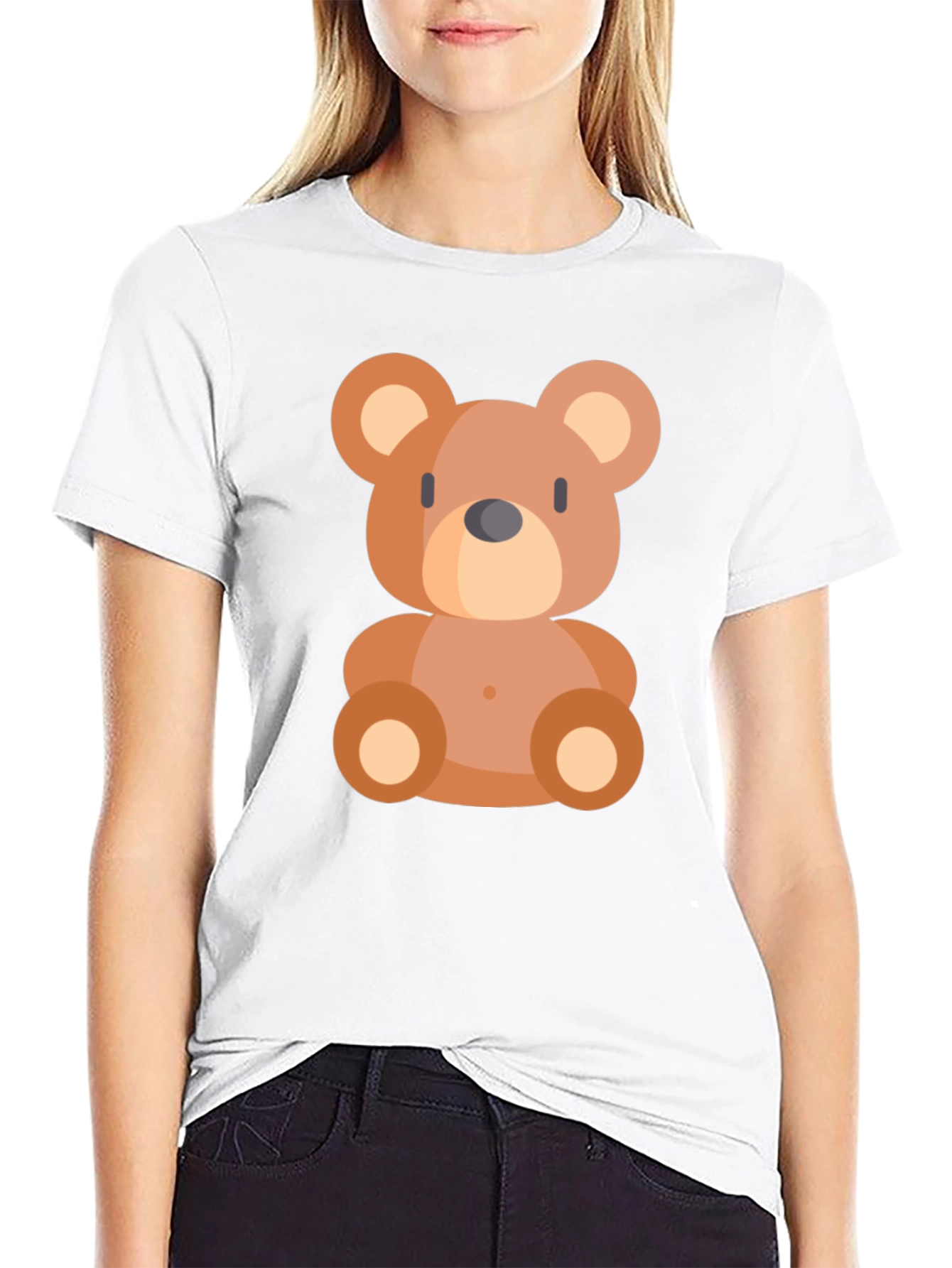 Cute Cartoon Bear Black T-Shirt