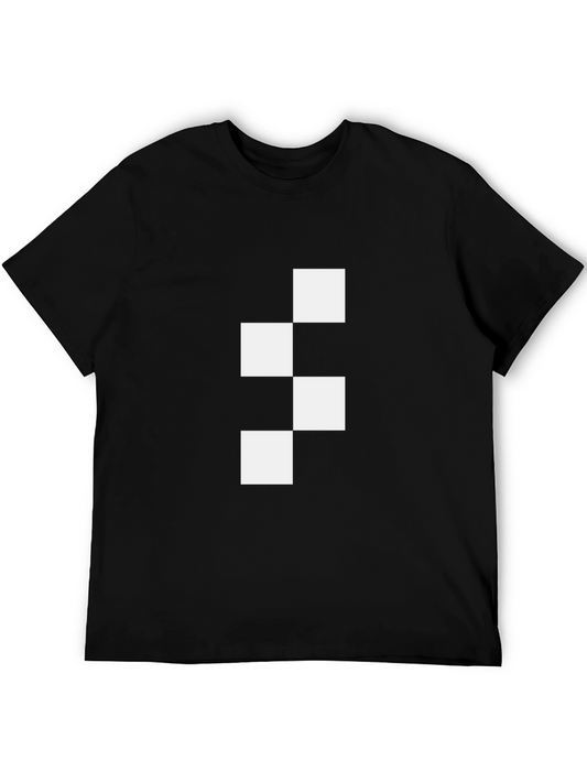 Modern Geometric Square Graphic Tee - Black