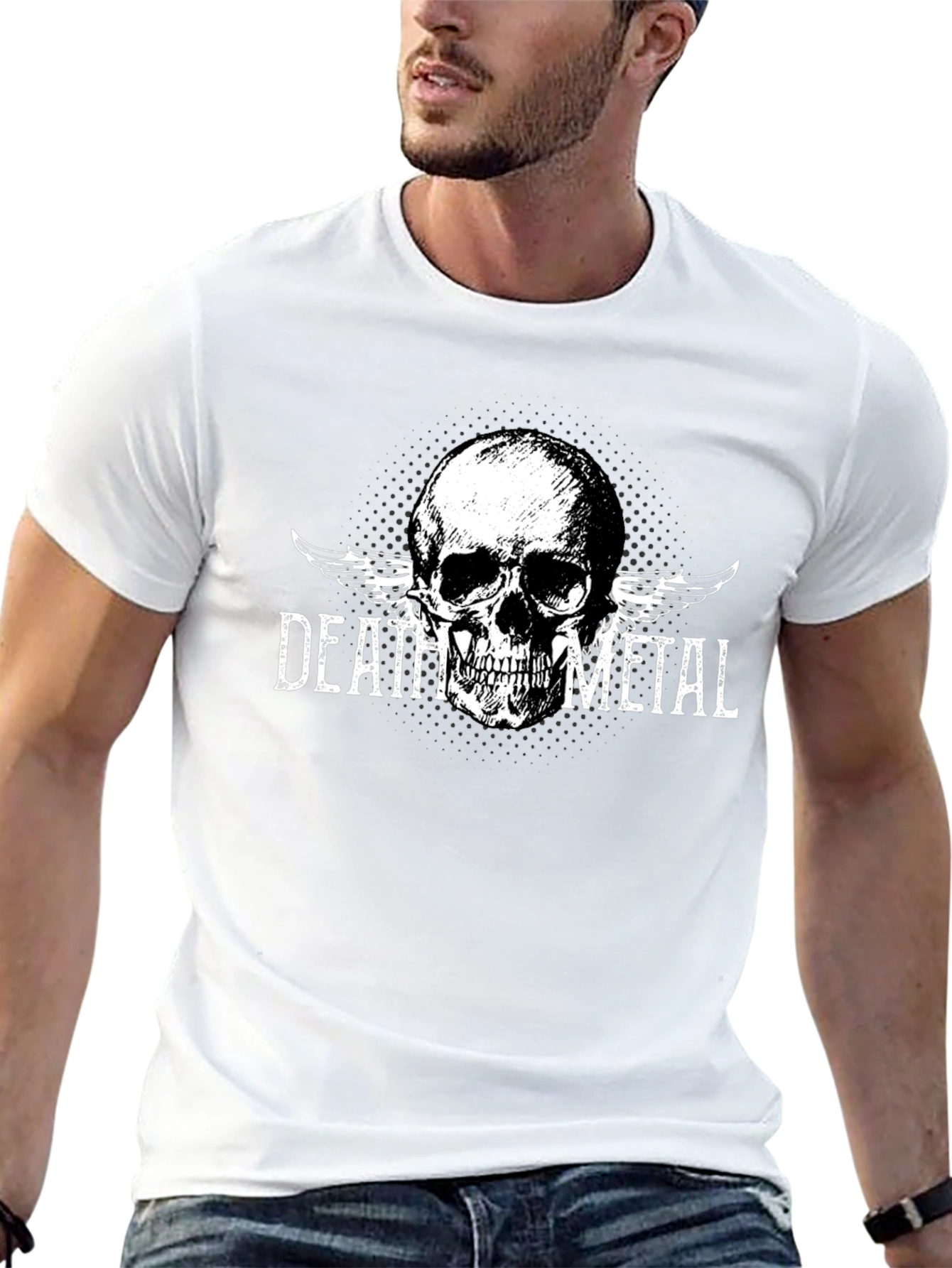 Death Metal Skull Graphic T-Shirt