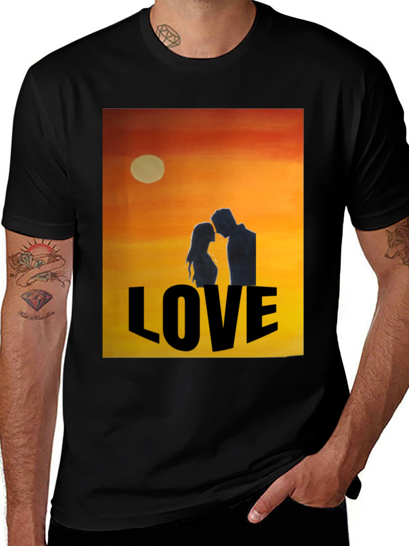 Love Sunset Graphic Tee - Stylish Black T-Shirt