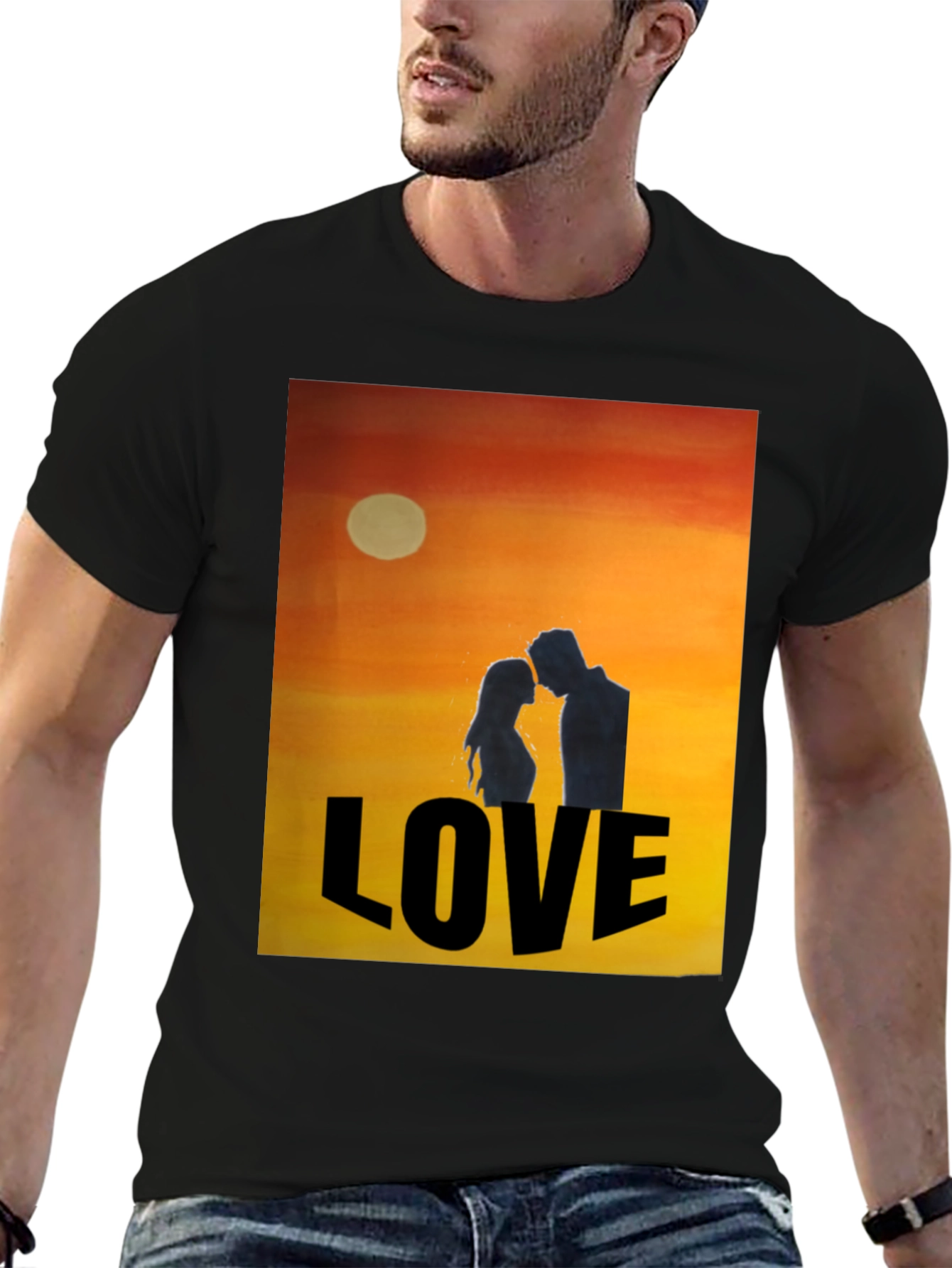 Love Sunset Graphic Tee - Stylish Black T-Shirt
