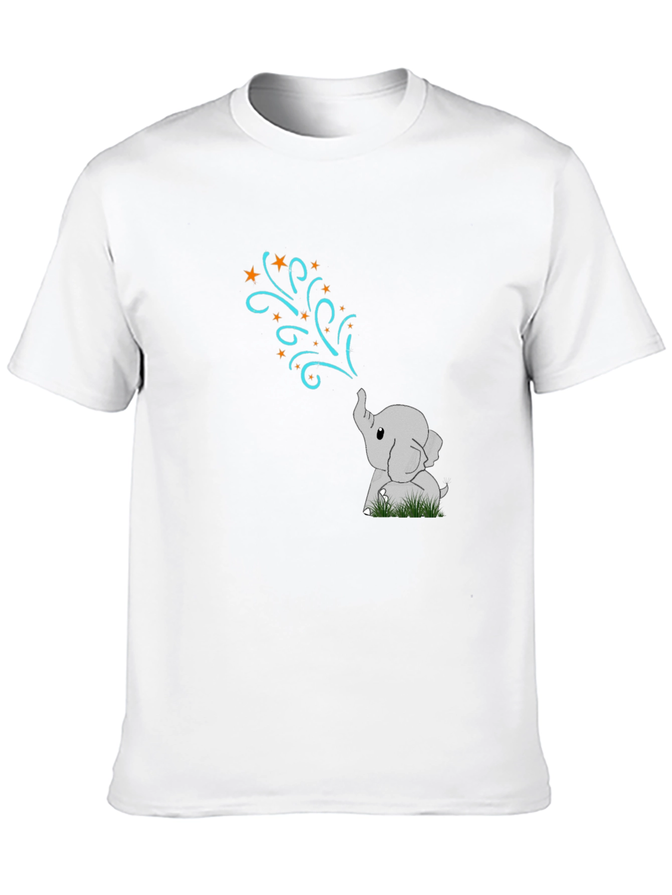 Cute Elephant Stars Black T-Shirt
